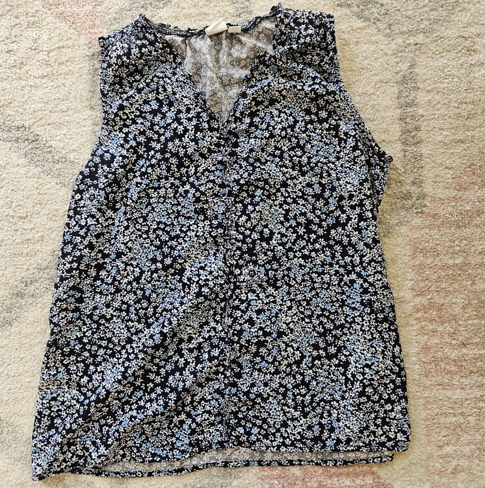 Gap Floral Blue Sleeveless Top